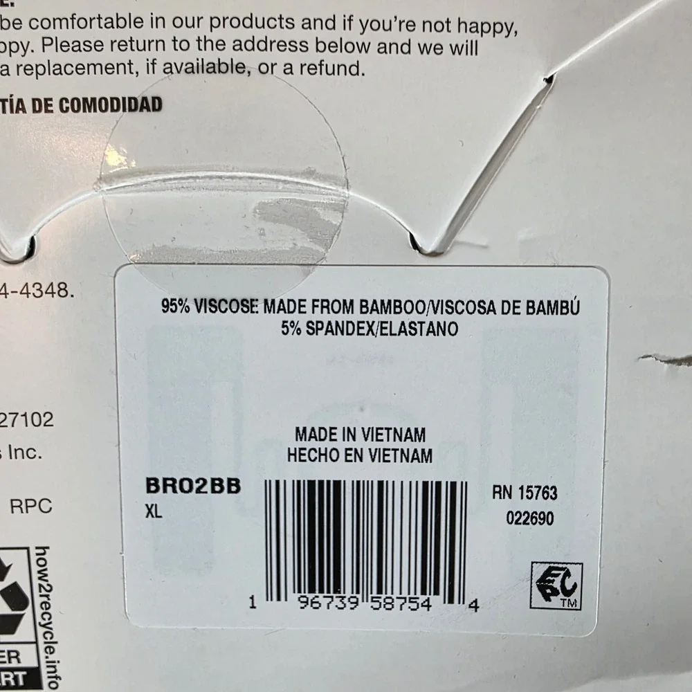 Hanes Originals Boys XL 16-18 Supersoft Bamboo Boxer Briefs 5-Pack Black BRO2BB